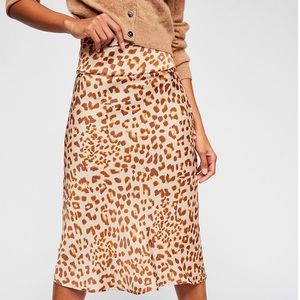 Free People Normani Bias Printed Skirt Leopard